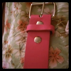 Wide hot pink leather jean belt